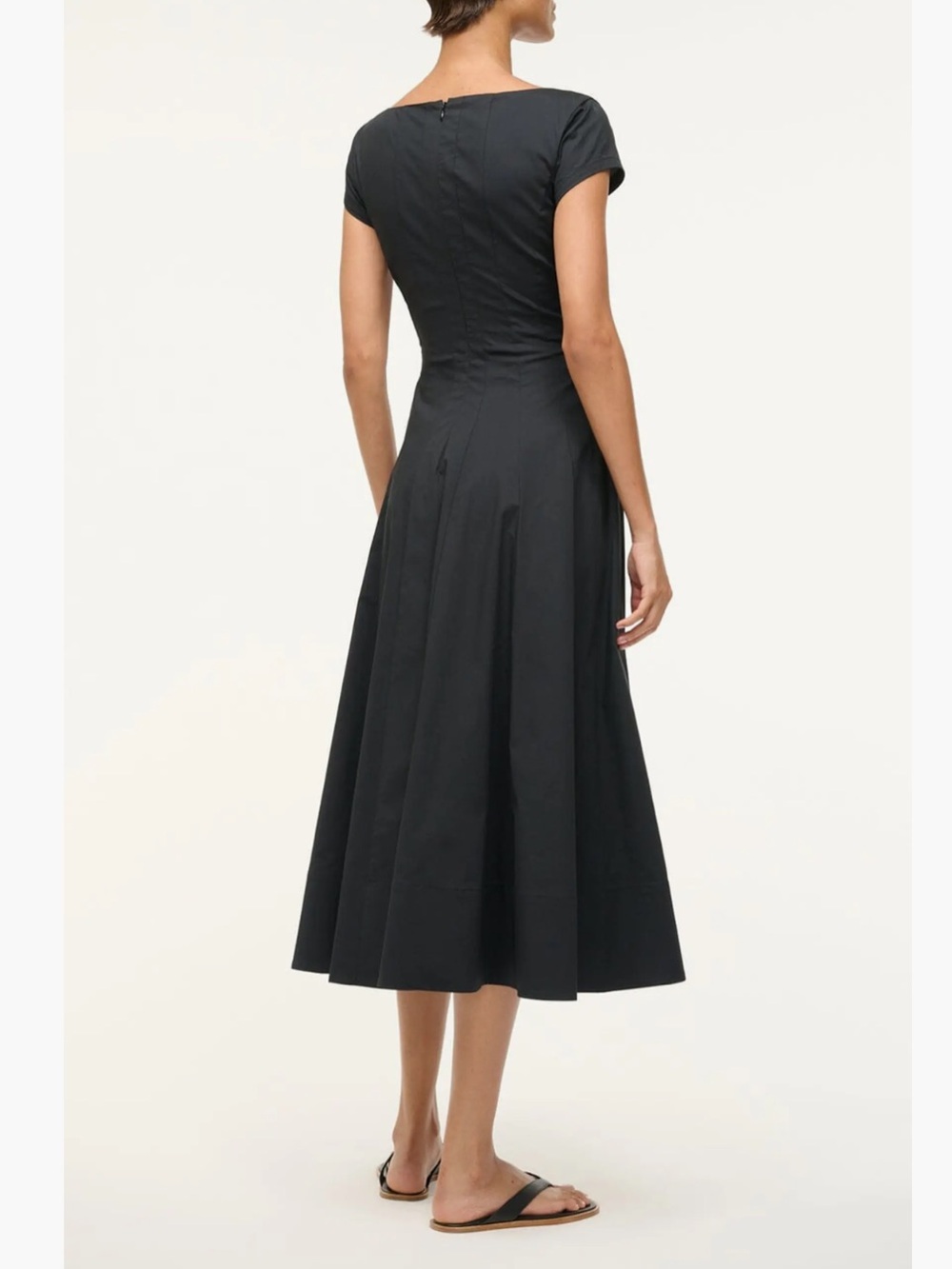 STAUD Wells Stretch Cotton Fit & Flare Midi Dress - Picture 2 of 8